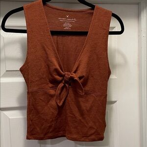 American Eagle Outfitters Rust Tie-Front Tank Top